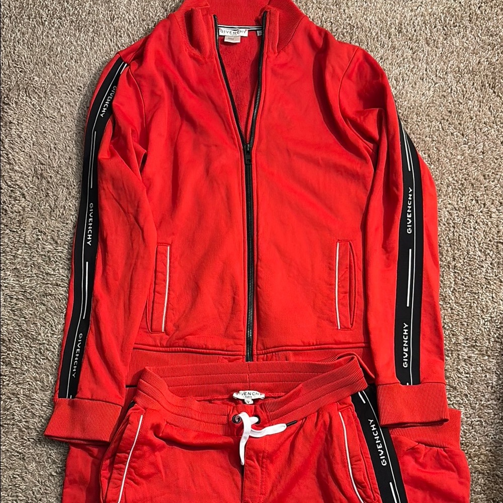 Givenchy Vibrant Red Tracksuit with Black Stripes